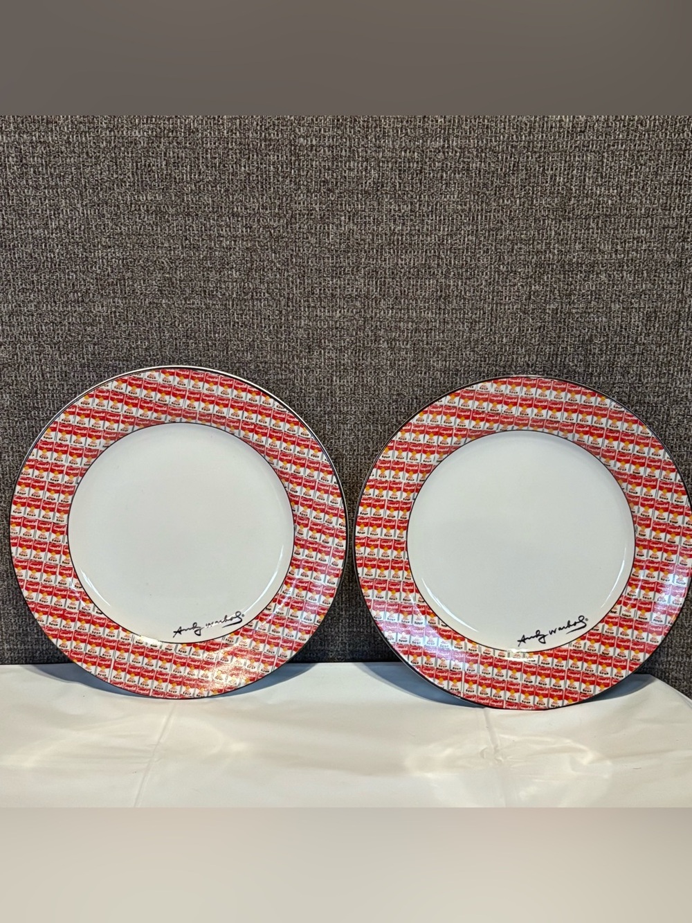 Andy Warhol Pop Art Campbells Soup 8 inch Salad Plates X2 Set By Block 100‎ Cans